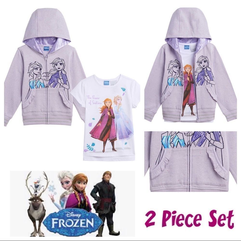 NEW! NWT DISNEY FROZEN Kids Girls Hoodie & Tee 2 Piece Set, Purple Size 6 years